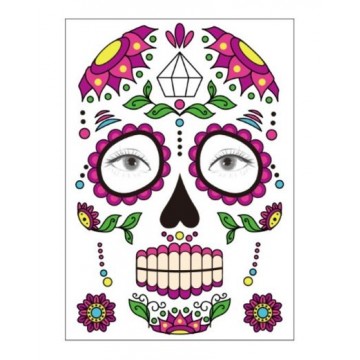 Day of the Dead Face Temporary Tattoo -  Diamond