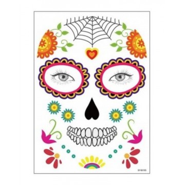 Day of the Dead Face Temporary Tattoo - Dead Heart