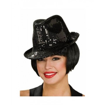 Black Sequin Fedora Hat