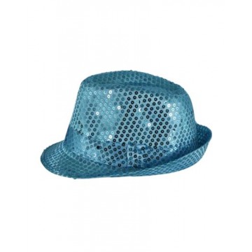 Light Blue Sequin Fedora Hat(Bruno)