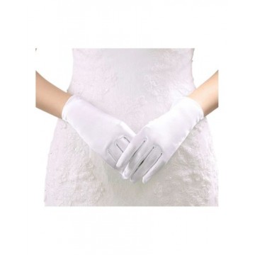 Gloves Short Satin - White
