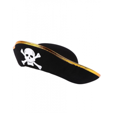 Gold and Black Tricorn Pirate Hat (Kids)