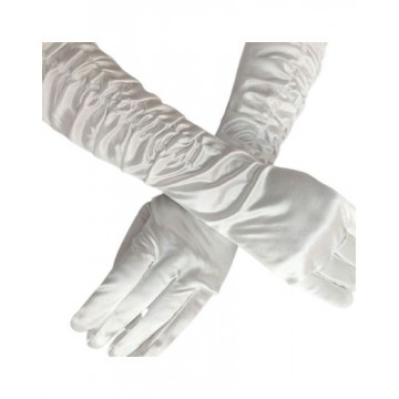 Gloves Fancy Long Satin - White