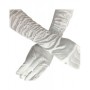 Gloves Fancy Long Satin - White