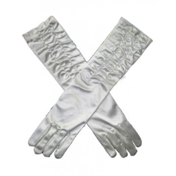 Gloves Fancy Long Satin - Silver