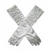 Gloves Fancy Long Satin - Silver
