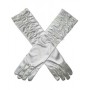 Gloves Fancy Long Satin - Silver