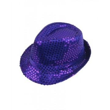 Sequin Fedora Hat - Purple (Bruno)