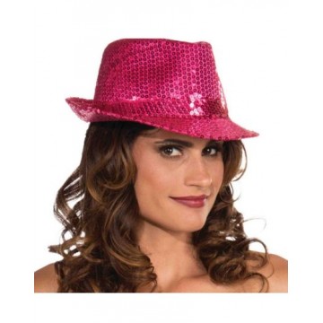 Sequin Fedora Hat - Magenta