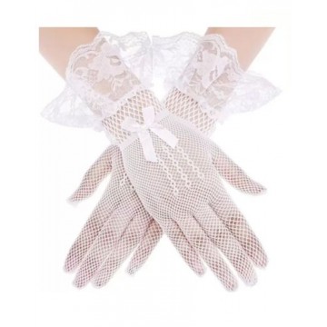 Gloves Short Fishnet - White
