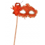Lace Victorian Mask On Stick - Red