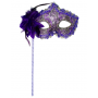 Lace Victorian Mask On Stick - Purple