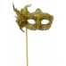 Lace Victorian Mask On Stick - Yellow