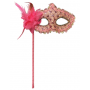 Lace Victorian Mask On Stick - Light Pink