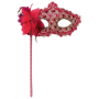 Lace Victorian Mask On Stick - Pink