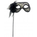 Lace Veil Flower Mask On Stick - Black