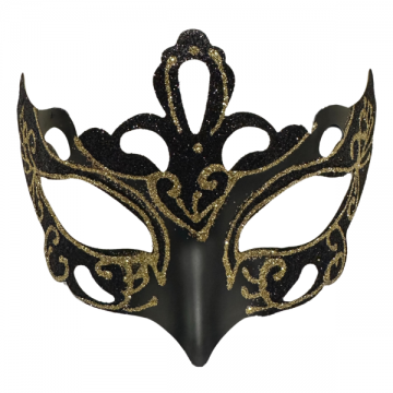 Glittered Elegant Masquerade Eyemask- Black/Gold