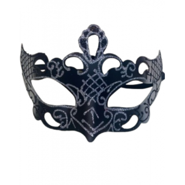 Glittered Elegant Masquerade Eyemask- Black/Silver