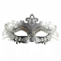 Rhinestone Metal Masquerade Eyemask - Black/Silver