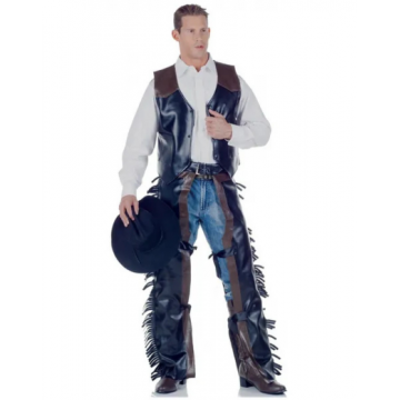 Brown Leather Cowboy Vest Set