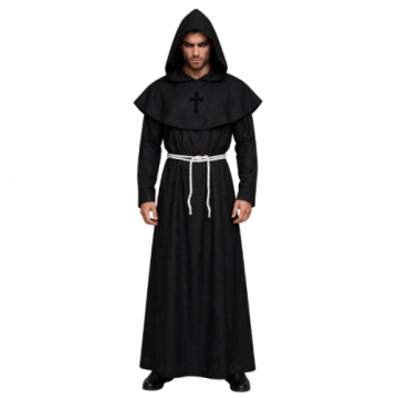 Adult Black Hooded Monk Robe