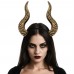 Gothic Curved Demon Horns Headband - Gold