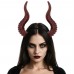 Gothic Curved Demon Horns Headband - Red