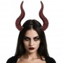 Gothic Curved Demon Horns Headband - Red