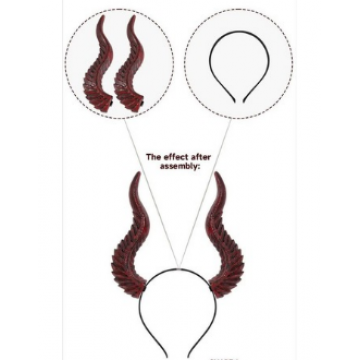 Gothic Curved Demon Horns Headband - Red