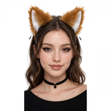 Fluffy Faux Fur Cat Ears Headband Brown