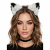 Fluffy Faux Fur Cat Ears Headband Black & Grey