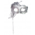 Party Mask With Stick - Silver