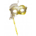 Party Mask With Stick - Gold