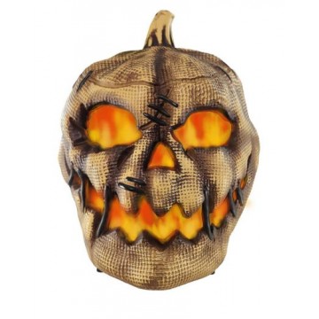 10" Flaming Burlap Pumpkin