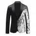 Sequin Blazer Color Block Black/Silver