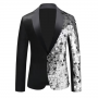 Sequin Blazer Color Block Black/Silver