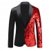 Sequin Blazer Color Block Black/Red