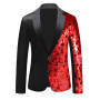 Sequin Blazer Color Block Black/Red