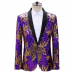 Sequin Blazer Leaf Pattern Ombre Purple