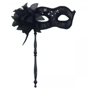 Masquerade Sequin Handheld Mask - Black