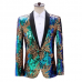 Sequin Blazer Leaf Pattern Ombre Green/Blue