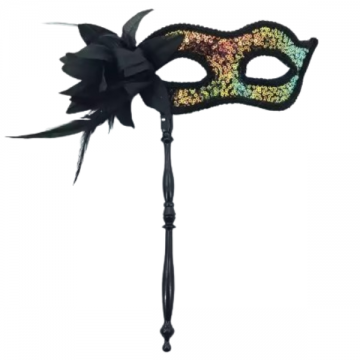Masquerade Sequin Handheld Mask - Multi Color