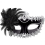 Victorian Sequin Flower Mask Two toned - Black/Silver