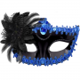 Victorian Sequin Flower Mask Two toned - Black/Blue