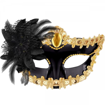 Victorian Sequin Flower Mask Two toned - Black/Gold