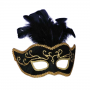 BLACK & GOLD FEATHERED VEN MASQ WITH HEADBAND