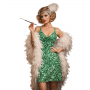 Green Droppings Spaghetti Dress