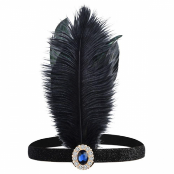 Flapper Headband Black Velvet & Rhinestones