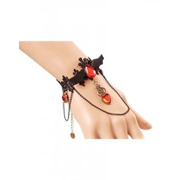 Gothic black lace bracelet with tassels