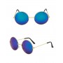 70s Hippie Retro Round Glasses - Multi color Blue